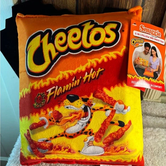 Snuggie 2-in-1 Pillow and Snack Tray Cheetos Flamin' Hot 2 Drinks Holders,Tray - Picture 3 of 12